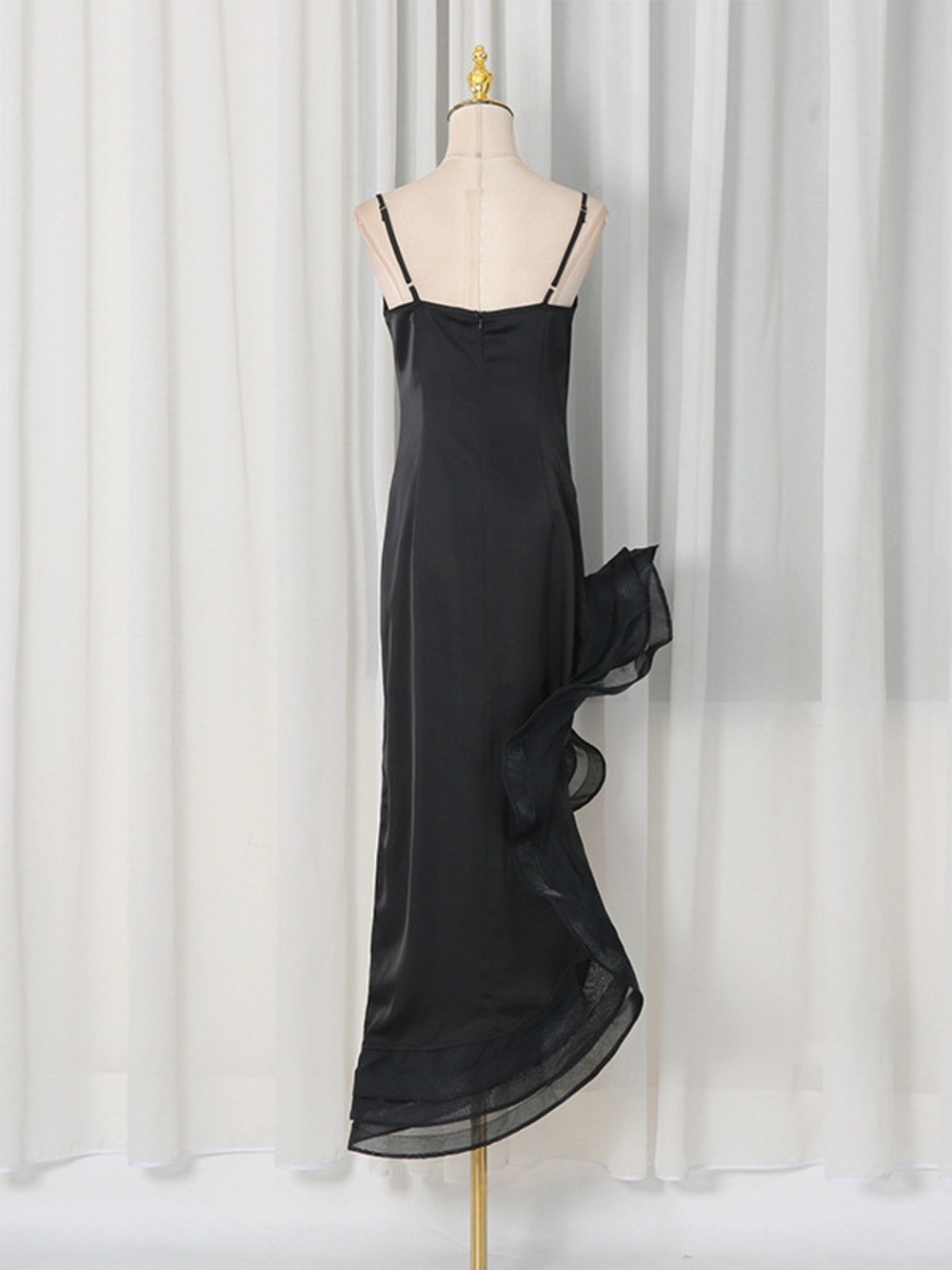 Spaghetti Strap Ruffle Slit Maxi Dress - Picture 6 of 16